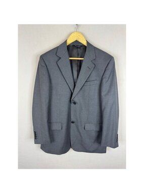 Geoffrey Beene Mens 38S Grey Pinstripe Two Button Blazer Jacket Suit Coat